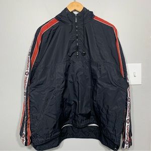 Vintage 90s Converse Black Hooded Quarter Zip Pullover Windbreaker Jacket Sz XL‎